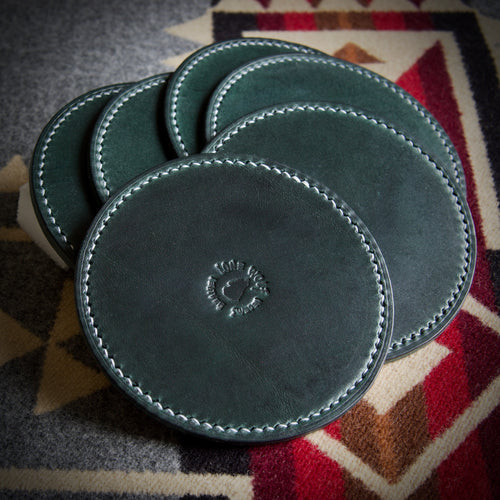 Coasters -Tärnsjö Dark Green Veg Tanned, Six Pack