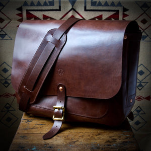 Courier Bag - Tärnsjö's Antique Brown Veg Tanned Horse Hide