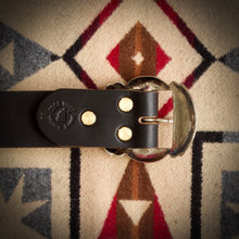 Load image into Gallery viewer, Belt - Vintage Style Western Belt - Horween Black Chromexcel - Antique Brass Studs