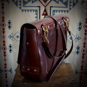 Courier Bag - Tärnsjö's Antique Brown Veg Tanned Horse Hide