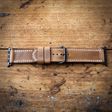 Load image into Gallery viewer, Watch Strap - Apple iWatch - Horween Natural Chromexcel - White Thread