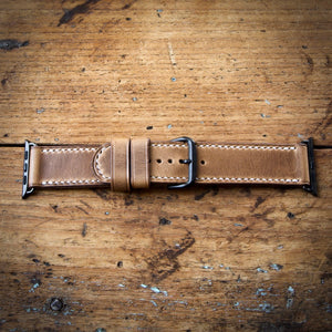Watch Strap - Apple iWatch - Horween Natural Chromexcel - White Thread
