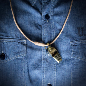 Dog Whistle - Braided Necklace - Natural Leather with Acme Thunderer Whistle