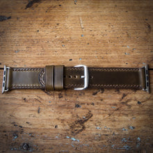 Load image into Gallery viewer, Watch Strap - Apple iWatch - Horween Olive Green Chromexcel - Brown Thread