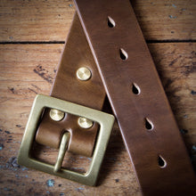 Load image into Gallery viewer, Belt - Horween Chromexcel Olive Green - Your Choice of Solid Brass Buckle