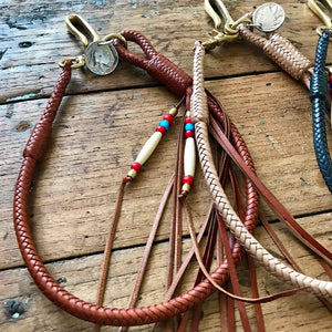 Braided Wallet Leash - Saddle Tan