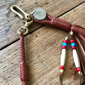 Braided Wallet Leash - Saddle Tan