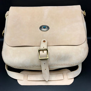 Outrider Bag - Tärnsjö Natural Veg Tanned Nubuck with Turquoise and Silver Concho