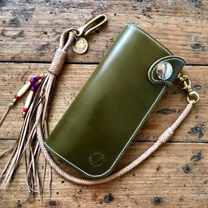 Tall Wallet - Shinki Hikaku Olive Green Shell Cordovan