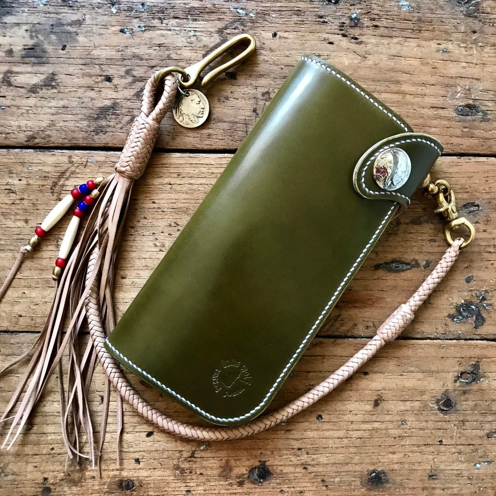 Tall Wallet - Shinki Hikaku Olive Green Shell Cordovan