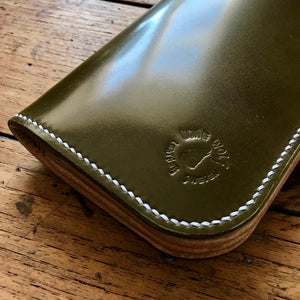 Tall Wallet - Shinki Hikaku Olive Green Shell Cordovan