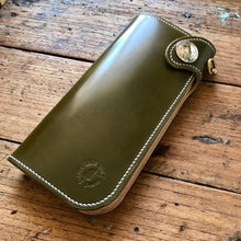 Load image into Gallery viewer, Tall Wallet - Shinki Hikaku Olive Green Shell Cordovan