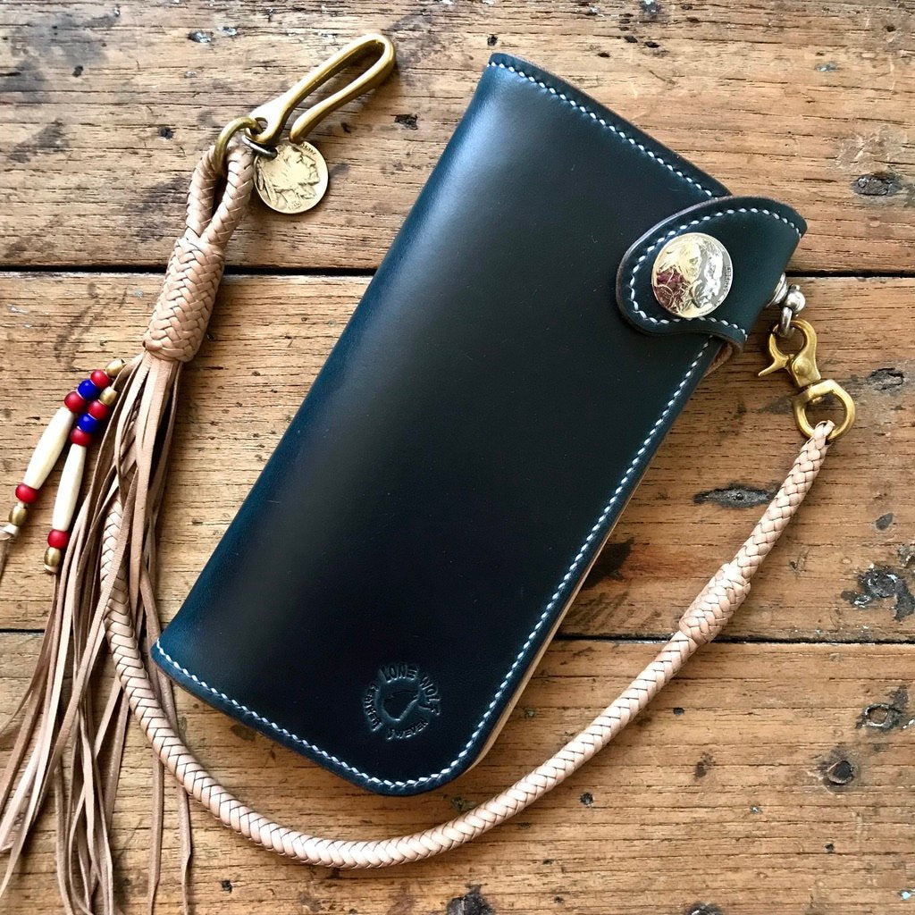 Tall Wallet - Horween Navy Blue Chromexcel – Lone Wolf Leather