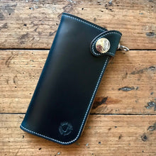 Load image into Gallery viewer, Tall Wallet - Horween Navy Blue Chromexcel