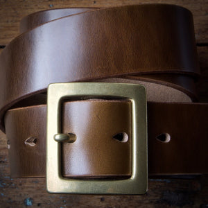 Belt - Horween Chromexcel Olive Green - Your Choice of Solid Brass Buckle