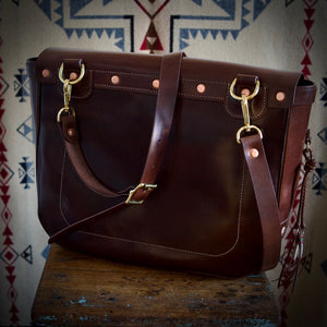 Courier Bag - Tärnsjö's Antique Brown Veg Tanned Horse Hide