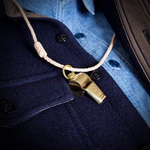 Dog Whistle - Braided Necklace - Natural Leather with Acme Thunderer Whistle