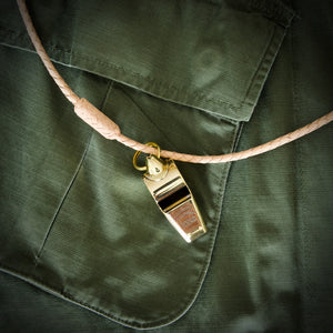 Dog Whistle - Braided Necklace - Natural Leather with Acme Thunderer Whistle