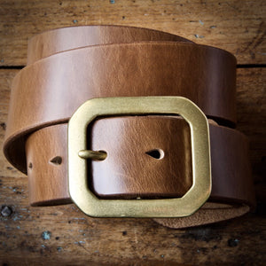 Belt - Horween Chromexcel Natural - Your Choice of Solid Brass Buckle
