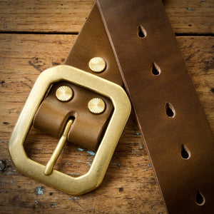 Belt - Horween Chromexcel Olive Green - Your Choice of Solid Brass Buckle