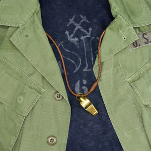 Dog Whistle - Braided Necklace - Brown Leather with Acme Thunderer Whistle