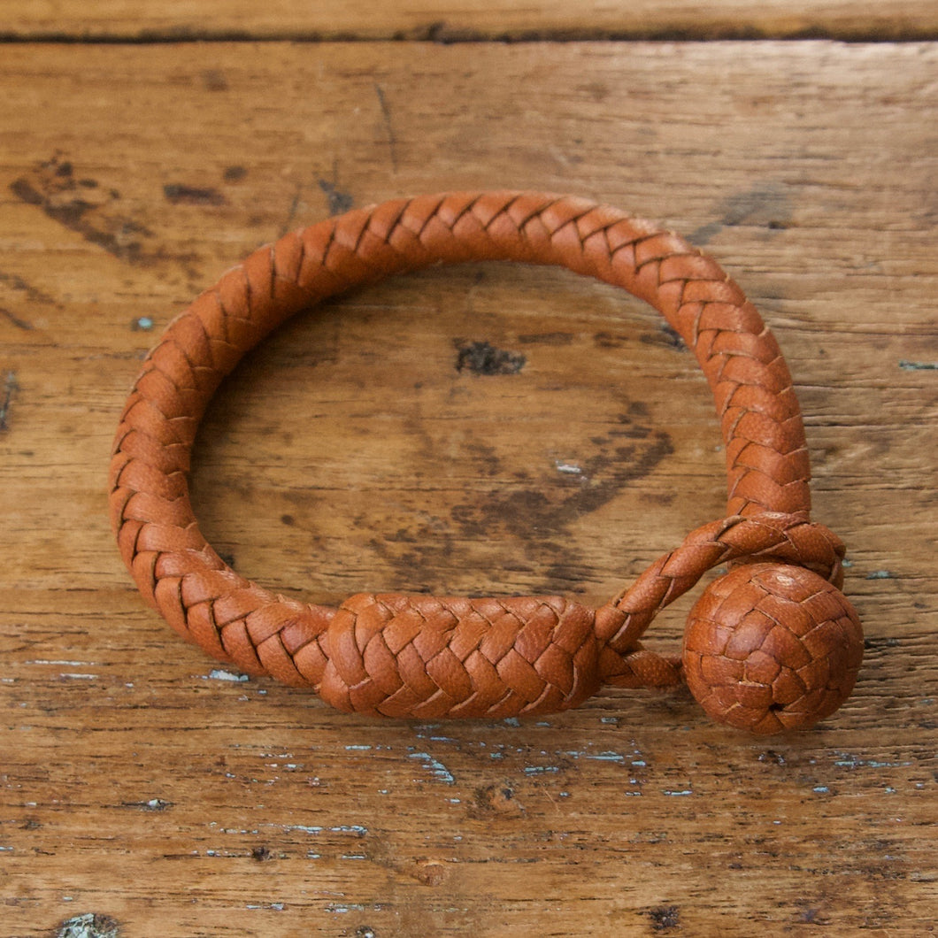 Braided Round Knot Bracelet - Saddle Tan