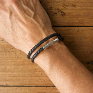Braided Double Loop Bracelet - Black