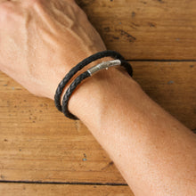 Load image into Gallery viewer, Braided Double Loop Bracelet - Black