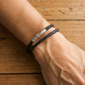 Braided Double Loop Bracelet - Black