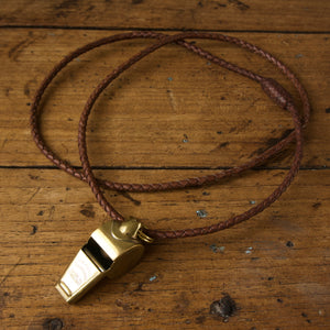 Dog Whistle - Braided Necklace - Brown Leather with Acme Thunderer Whistle