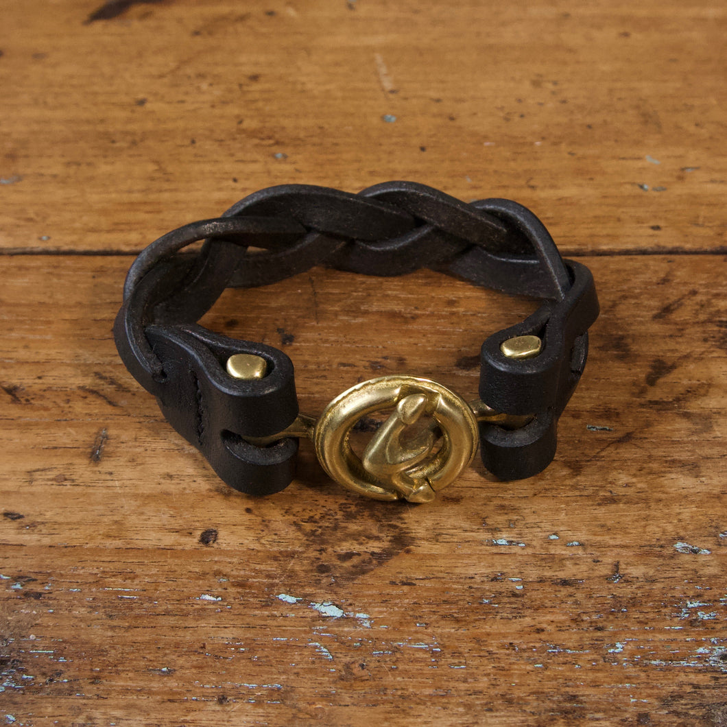 Braided Anchor Buckle Bracelet - Tärnsjö Black Veg Tanned