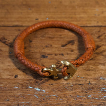 Load image into Gallery viewer, Braided Anchor Good Luck Charm Bracelet - Saddle Tan