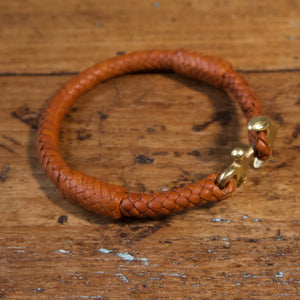 Braided Anchor Good Luck Charm Bracelet - Saddle Tan