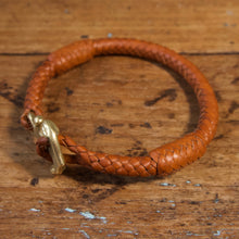 Load image into Gallery viewer, Braided Anchor Good Luck Charm Bracelet - Saddle Tan