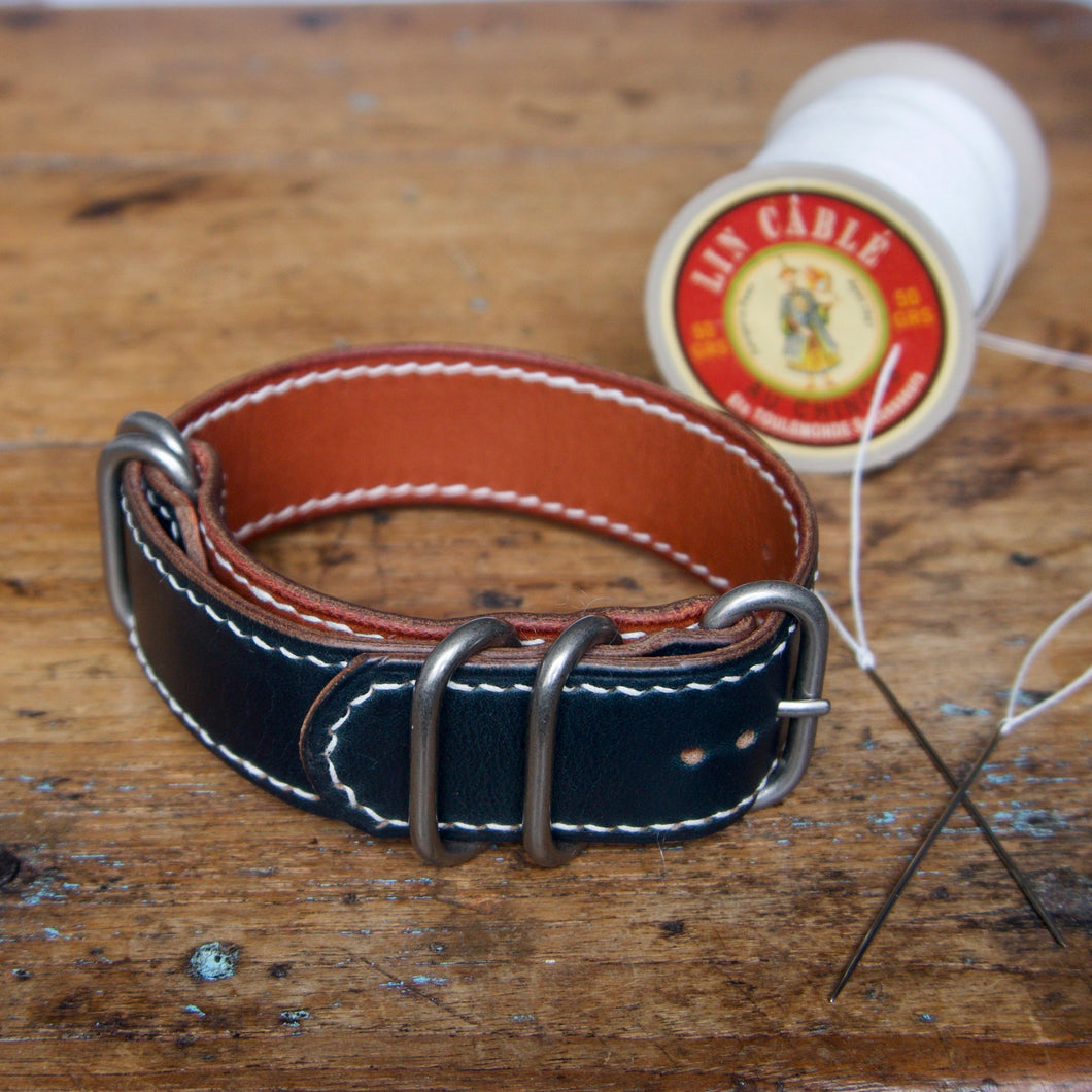 Watch Strap - NATO - Horween Navy Blue Chromexcel