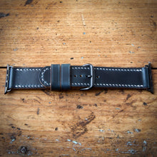 Load image into Gallery viewer, Watch Strap - Apple iWatch - Horween Navy Blue Chromexcel - White Thread