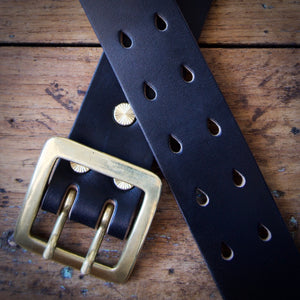 Belt - Horween Chromexcel Black - Your Choice of Solid Brass Buckle