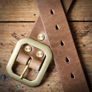 Belt - Horween Chromexcel Natural - Your Choice of Solid Brass Buckle