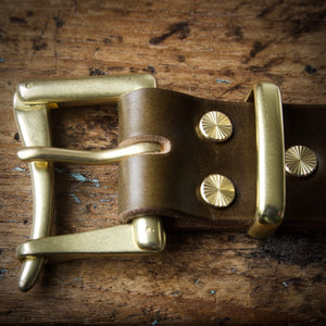 Belt - Horween Chromexcel Olive Green - Your Choice of Solid Brass Buckle