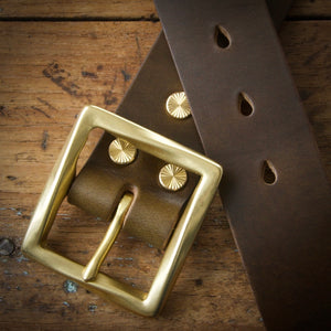 Belt - Horween Chromexcel Olive Green - Your Choice of Solid Brass Buckle
