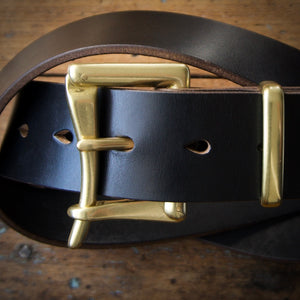 Belt - Horween Chromexcel Black - Your Choice of Solid Brass Buckle