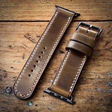 Load image into Gallery viewer, Watch Strap - Apple iWatch - Horween Olive Green Chromexcel - White Thread