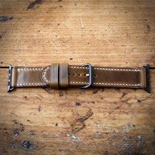 Load image into Gallery viewer, Watch Strap - Apple iWatch - Horween Olive Green Chromexcel - White Thread