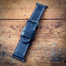 Load image into Gallery viewer, Watch Strap - Apple iWatch - Horween Navy Blue Chromexcel - White Thread