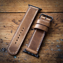 Load image into Gallery viewer, Watch Strap - Apple iWatch - Horween Natural Chromexcel - White Thread