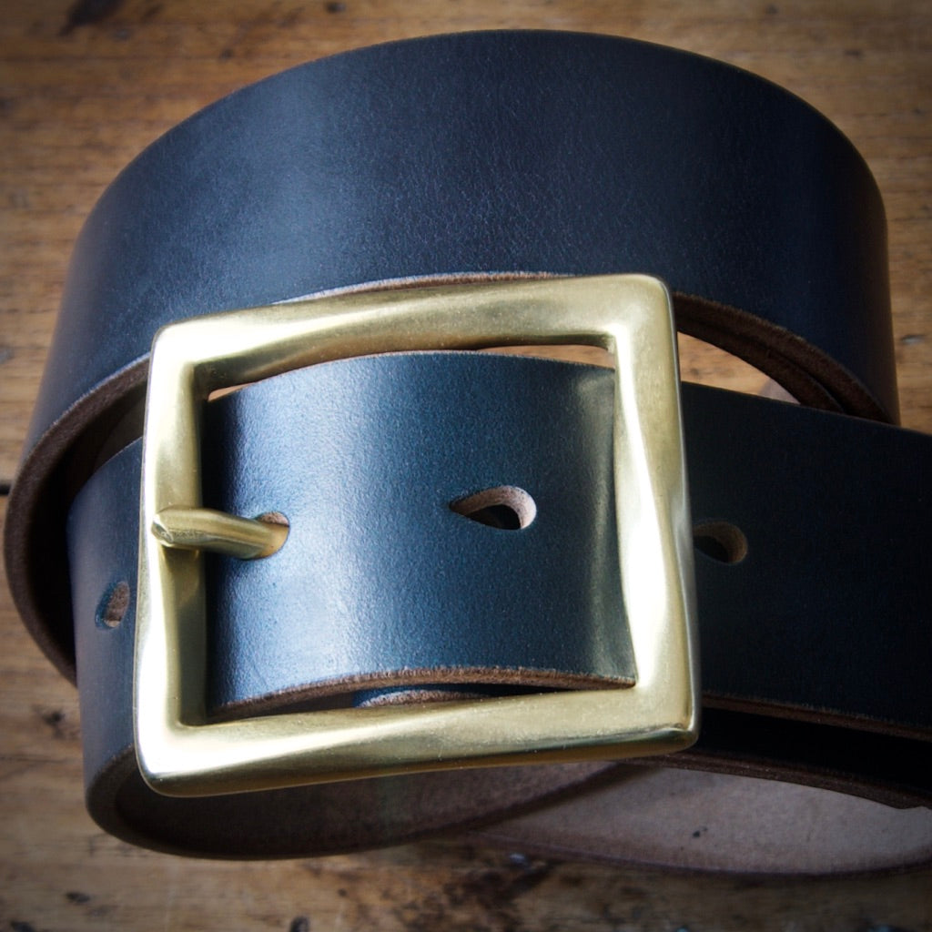 Belt - Horween Chromexcel Navy Blue - Your Choice of Solid Brass