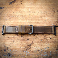 Load image into Gallery viewer, Watch Strap - Apple iWatch - Horween Olive Green Chromexcel - Brown Thread