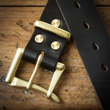 Load image into Gallery viewer, Belt - Horween Chromexcel Black - Your Choice of Solid Brass Buckle