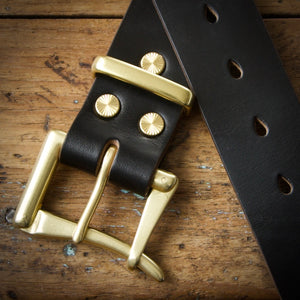 Belt - Horween Chromexcel Black - Your Choice of Solid Brass Buckle
