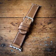 Load image into Gallery viewer, Watch Strap - Apple iWatch - Horween Natural Chromexcel - White Thread